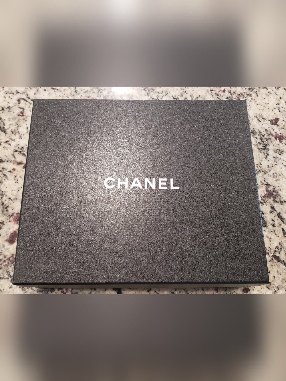 CHANEL Black Shoe Box with White Logo